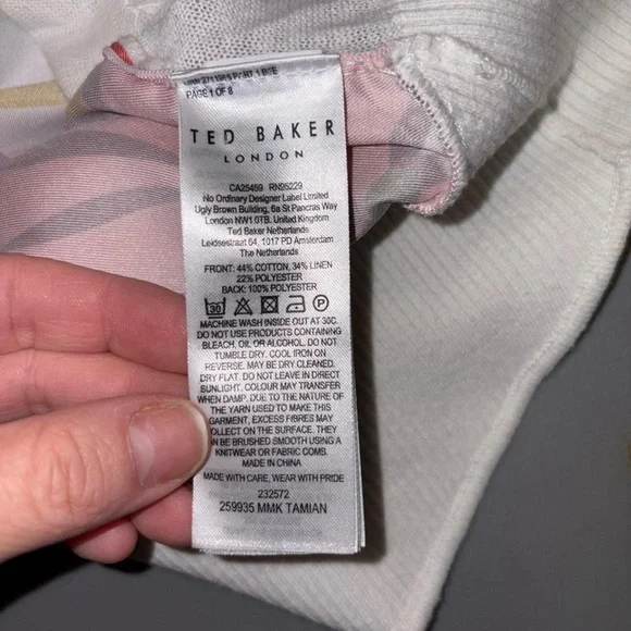 Ted Baker White Sleeveless Top with Pink, Mustard & Green Floral Print - Picture 8 of 9